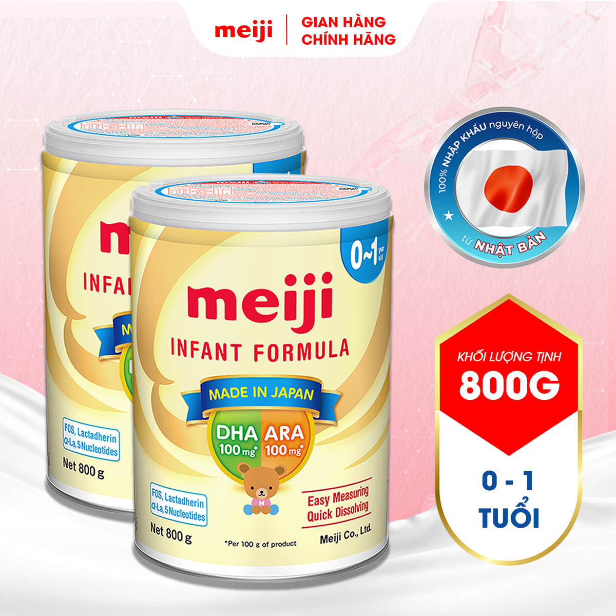 Combo 2 Hộp Sản Phẩm Dinh Dưỡng Công Thức Meiji Infant Formula - Nhập khẩu chính hãng (800g)