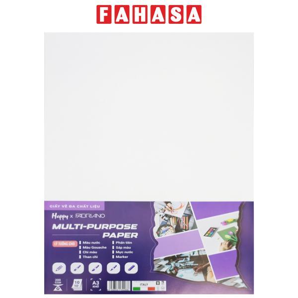 Bộ 10 Tờ Giấy Vẽ Đa Chất Liệu A3 200gsm Multi-Purpose Paper - Happy HA-MIX-A3-200G