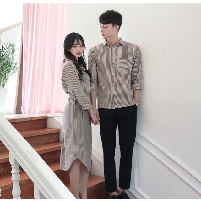 Váy đôi sơmi dáng dài + Sơmi nam