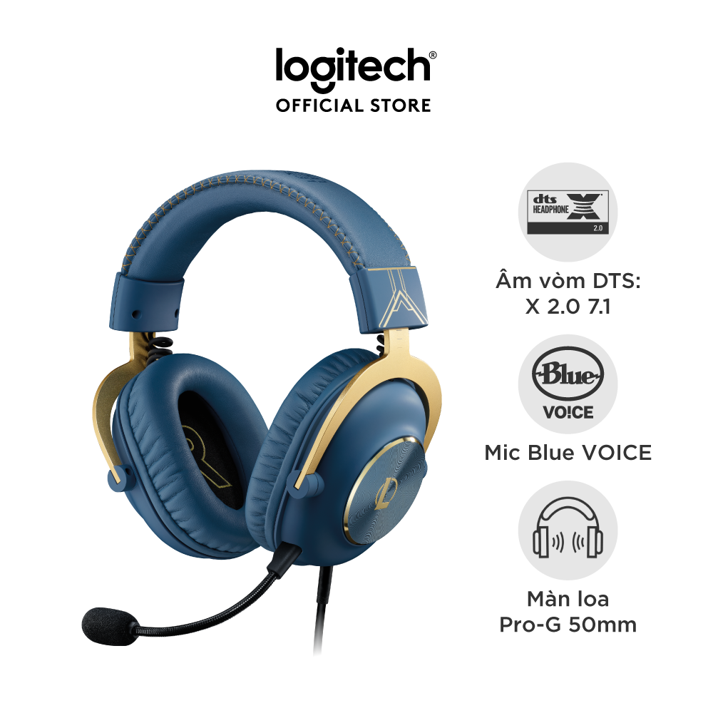 Tai nghe game Logitech G Pro X LOL League of Legends - Mic Blue Voice, âm thanh vòm, màn loa Pro-G 50mm - Hàng chính hãng