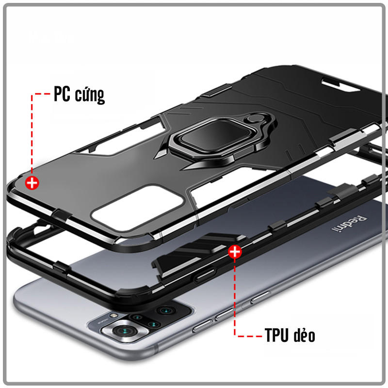 Ốp lưng cho Xiaomi Redmi Note 10 Pro iRON MAN IRING Nhựa PC cứng viền dẻo chống sốc