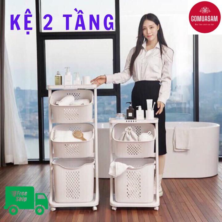 Kệ để đồ đa năng 2 tầng Việt Nhật có bánh xe - Kệ để đồ trong nhà