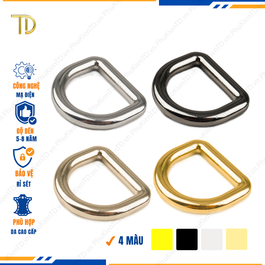 Khoen d túi xách, Khoen chữ d túi xách, Khoen bán nguyệt túi xách 19mm mạ điện độ bền 5-8 năm