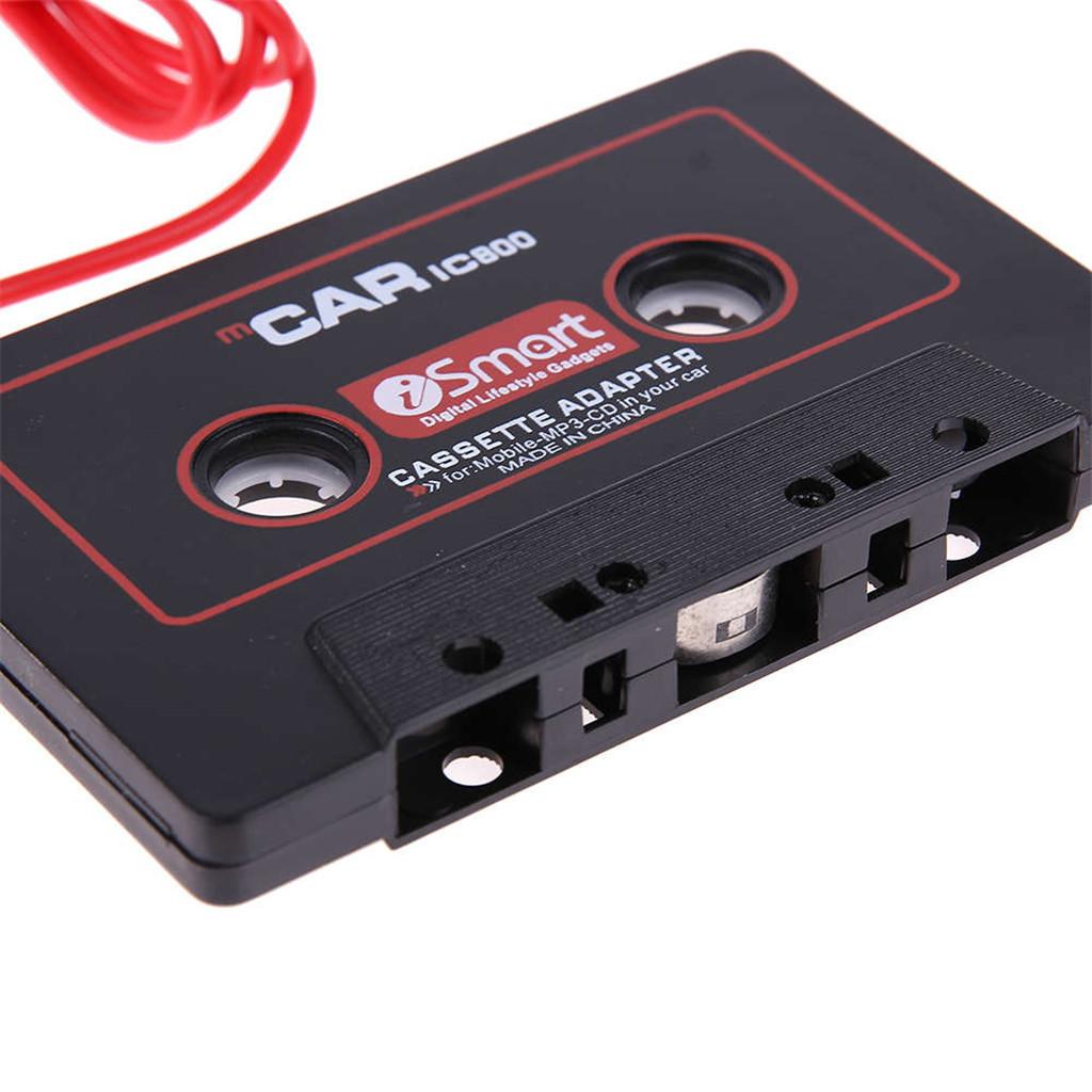BLACK IN CAR CASSETTE TAPE ADAPTER CD PLAYER 3.5MM STEREO MUSIC AUDIO