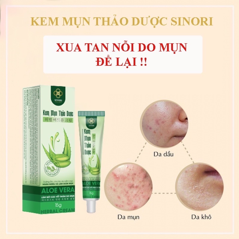 Kem Trị mụn thảo dược Sinori Giảm thâm mụn làm mờ sẹo, tẩy tế bào chết 15g