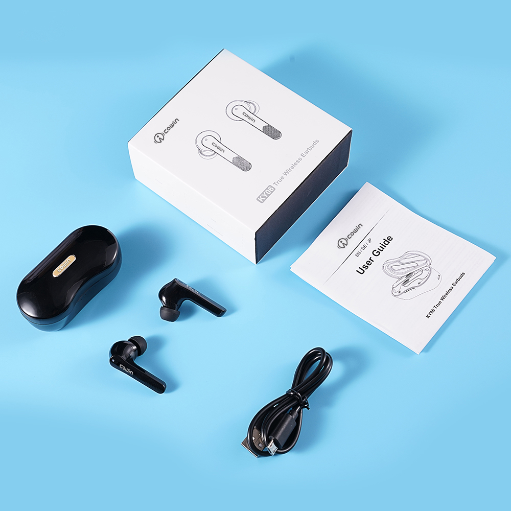 Tai nghe không dây Earbuds Cowin KY06 Bluetooth 5.0, chống nước IPX6, thời gian sử dụng 40 giờ - Hàng chính hãng