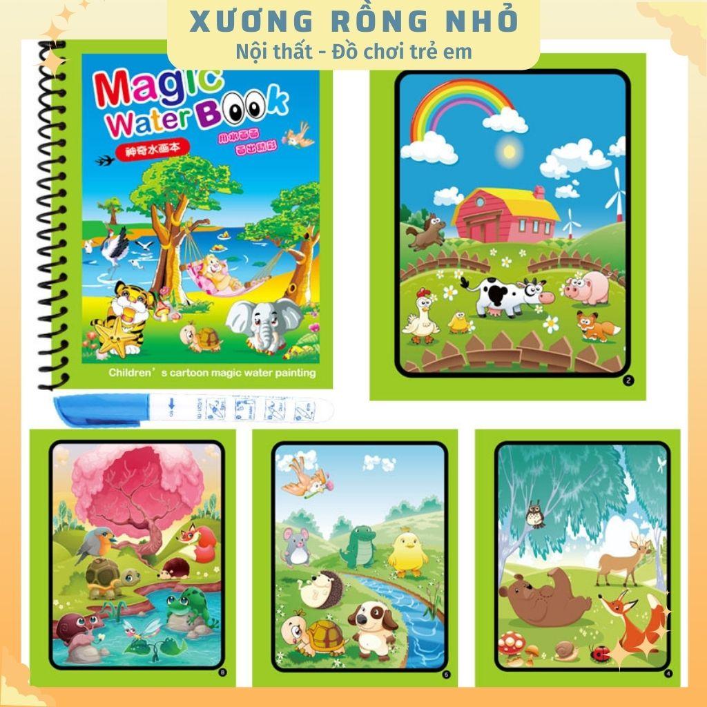 Đồ Chơi Tranh Tô Màu Nước Ma Thuật Tự Xóa, Sách Tập Tô Thần Kỳ, Magic Water Book Cho Bé Tặng 1 Bút Tô Màu