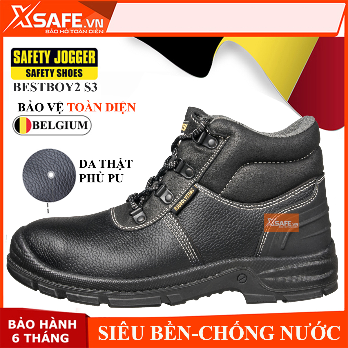 Giày bảo hộ lao động nam Jogger Bestboy2 S3 da bò, chống thấm nước, chống đinh, trơn trượt - Giày công trình, nhà máy