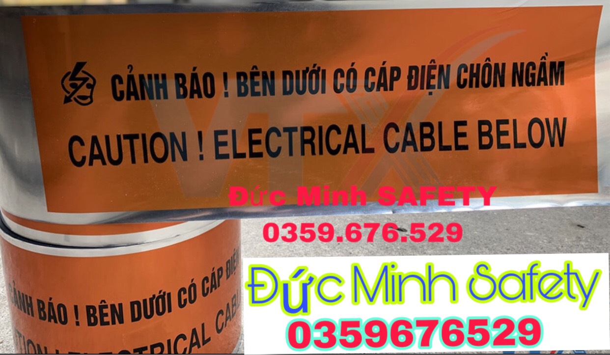 Băng cảnh báo phía dưới có cáp quang bằng màng kim loại-15CM X 500M