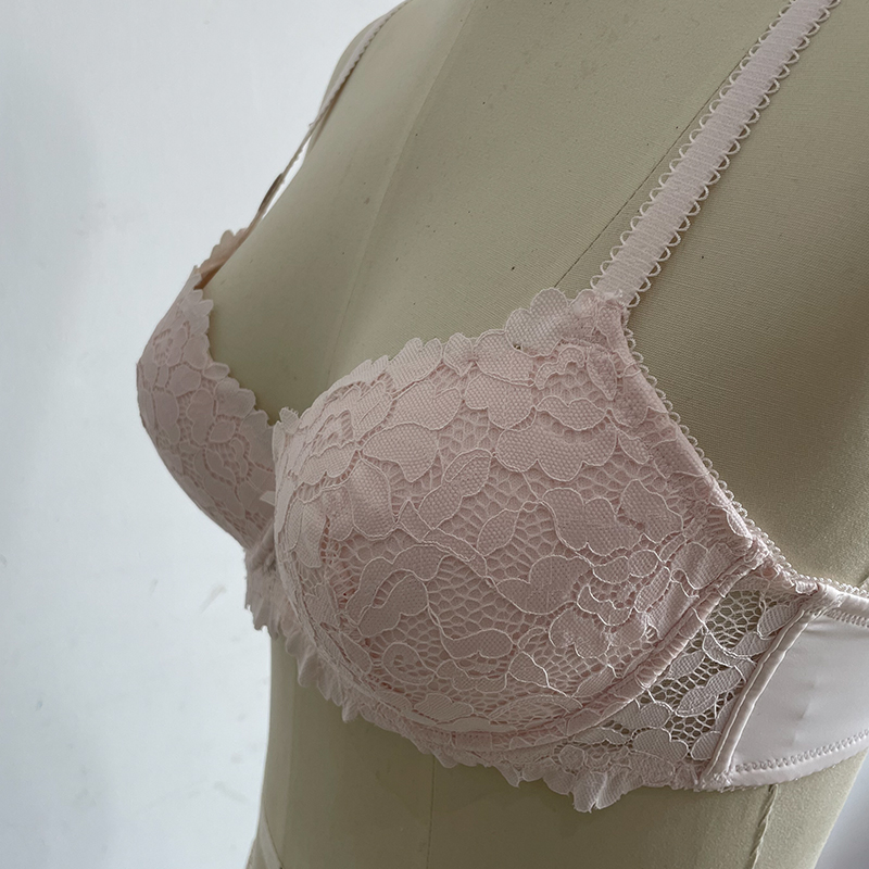 Màu hồng nhạt áo ngực tóm tắt Đồ lót Đồ lót người lớn Quần lót sexy nơ