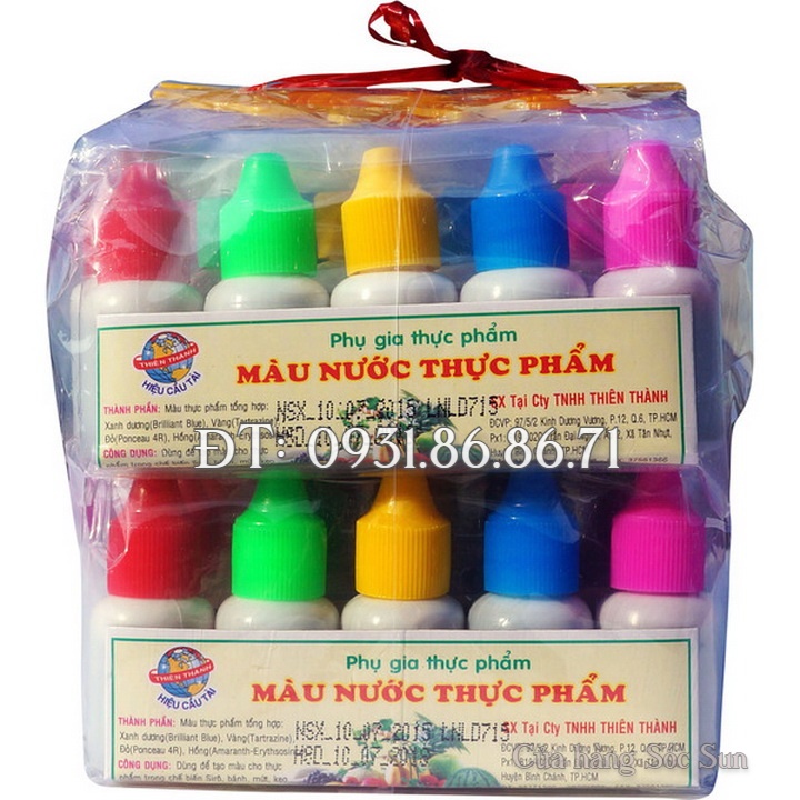 Bộ màu thực phẩm làm bánh, rau câu, xôi – Mã số 1292