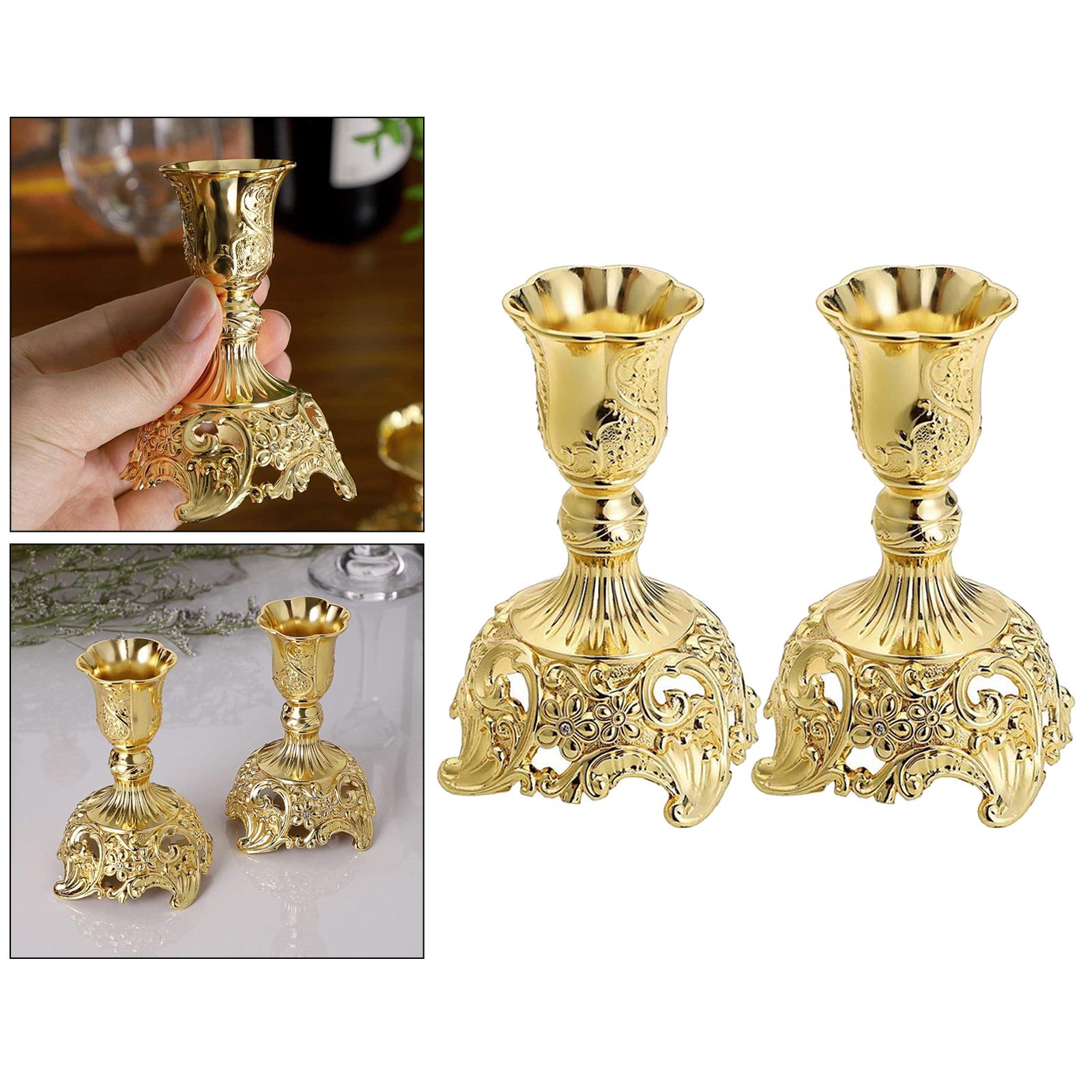 Metal Flowers Candlestick Holders Home Dinner Candle Holder Gold 3x3x4inch