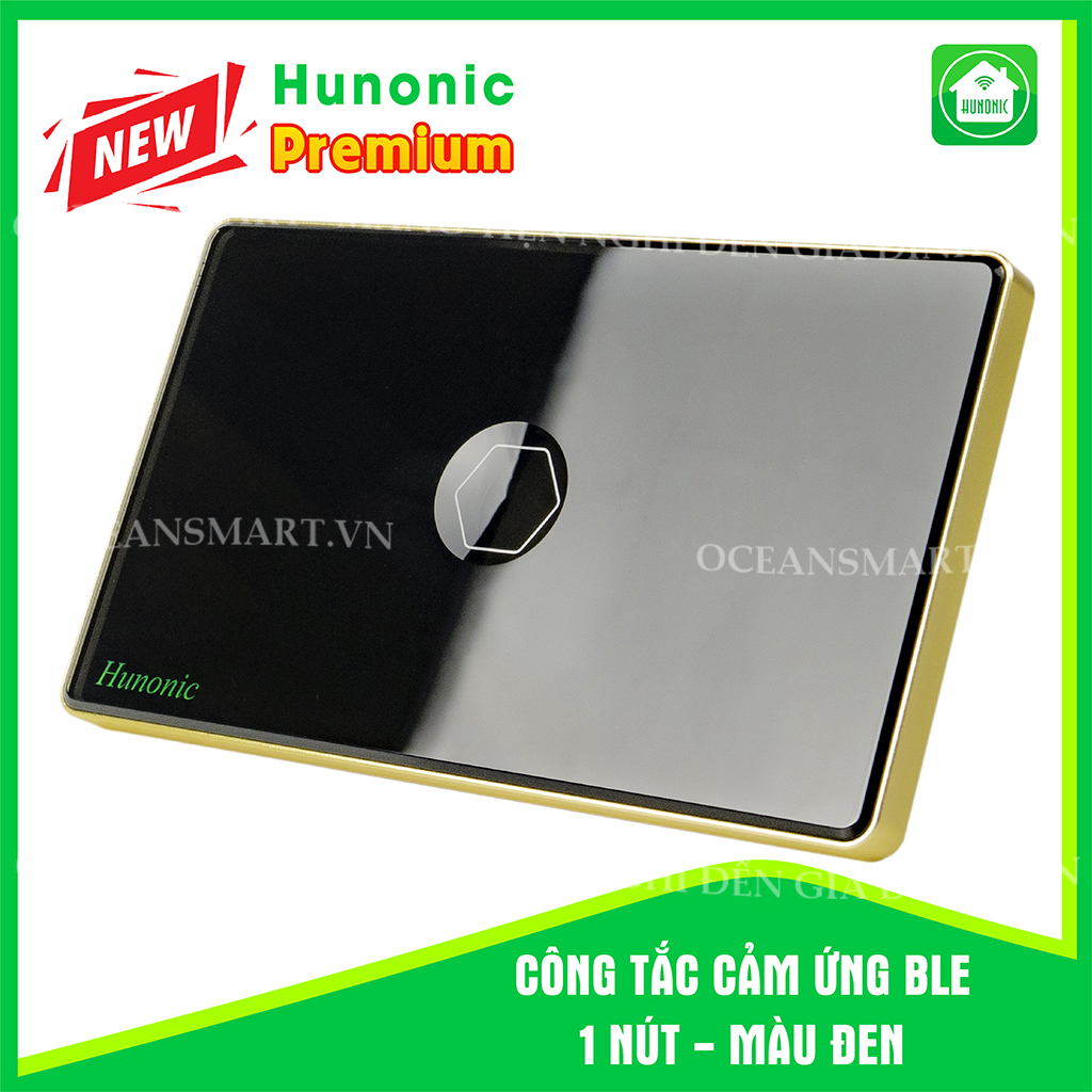 Công Tắc Cảm Ứng Thông Minh Hunonic Premium, Công Tắc Điều Khiển Từ Xa Qua Điện Thoại Viền Vàng - HNPRECD