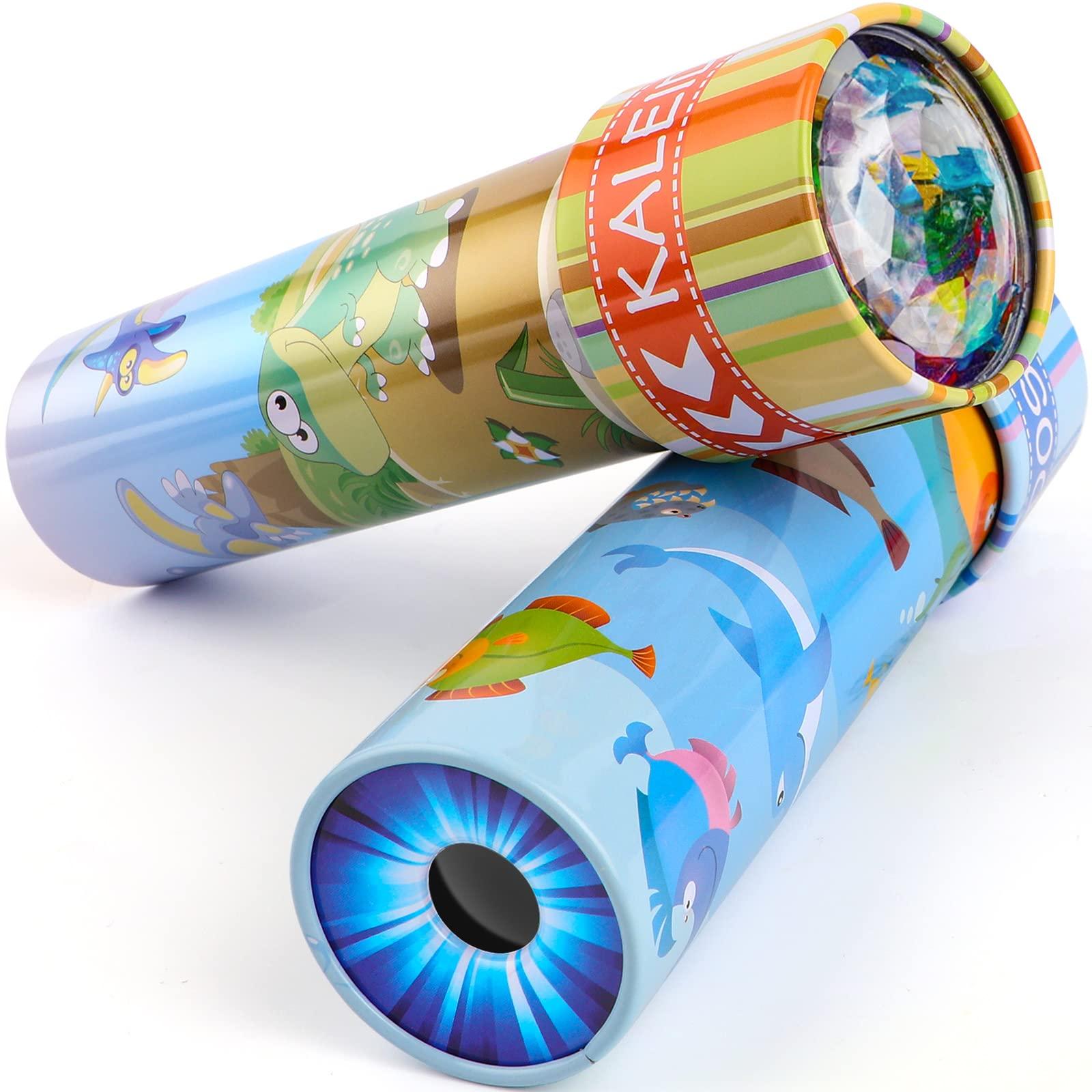 Nội soi cổ điển làm bằng thiếc, 2 -Pack Kaleidoscope Trẻ em Đồ chơi giáo dục với nhà ở kim loại, hiện tại sinh nhật cho bé trai và bé gái