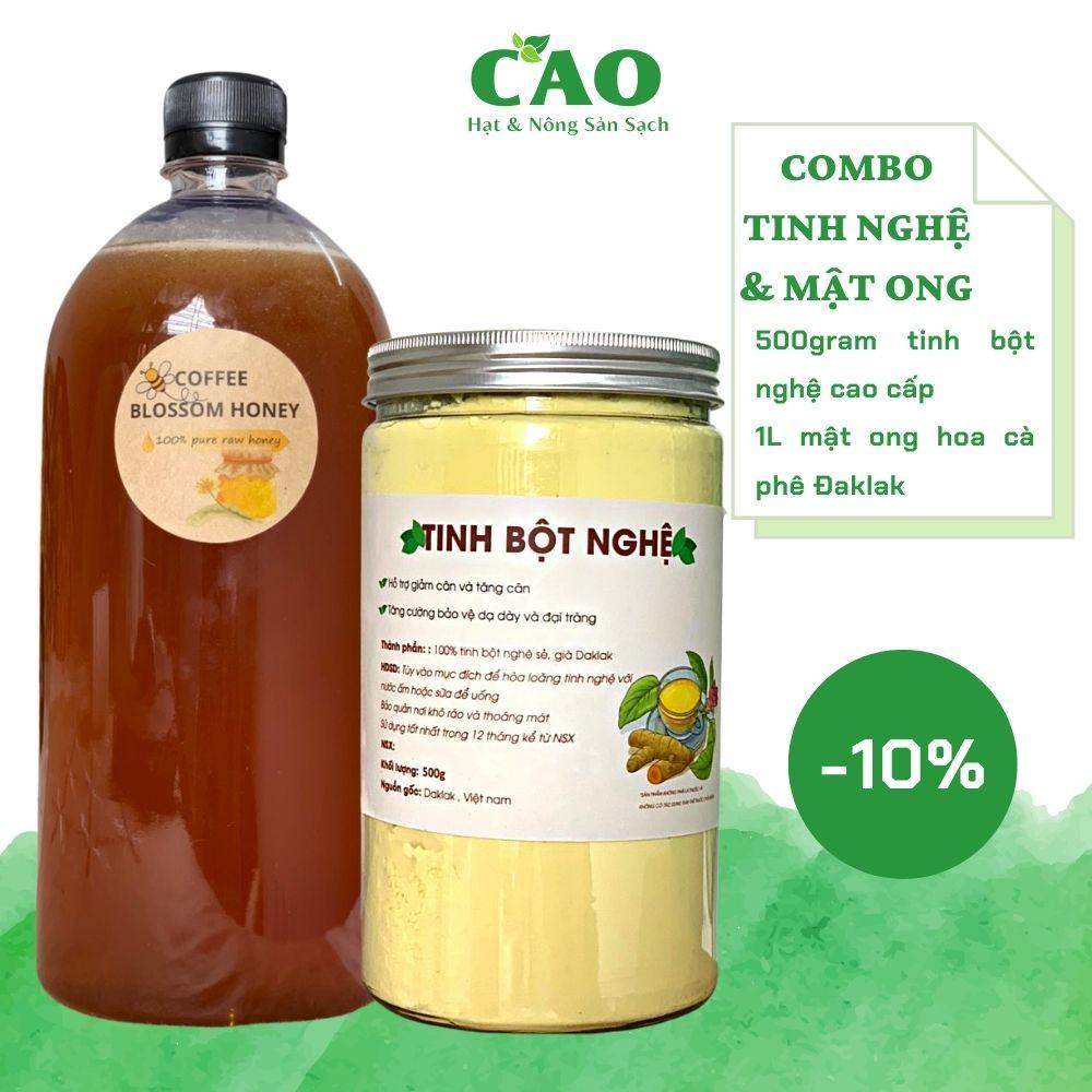 [COMBO] 500GR TINH BỘT NGHỆ VÀNG ĐAKLAK VÀ 1L MẬT ONG HOA CÀ PHÊ ĐAKLAK