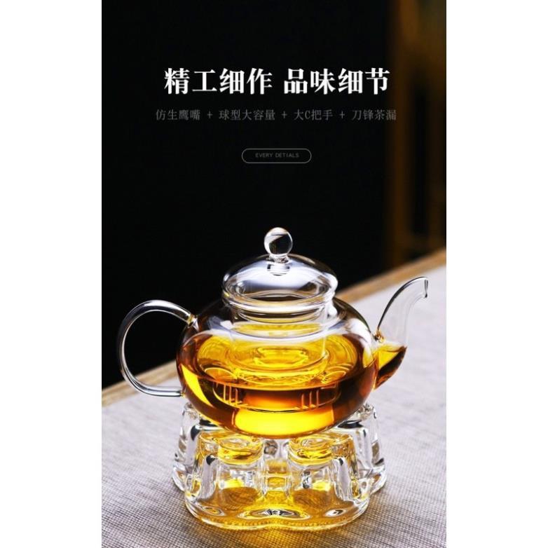 Combo ấm trà lọc 600ml và đế nến tim thuỷ tinh