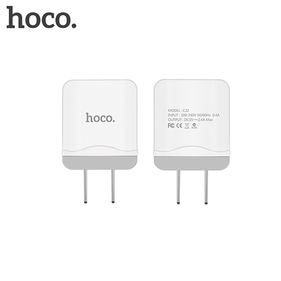 Củ sạc điện thoại 1 cổng USB HoCo C22 (Trắng) - Hàng chính hãng