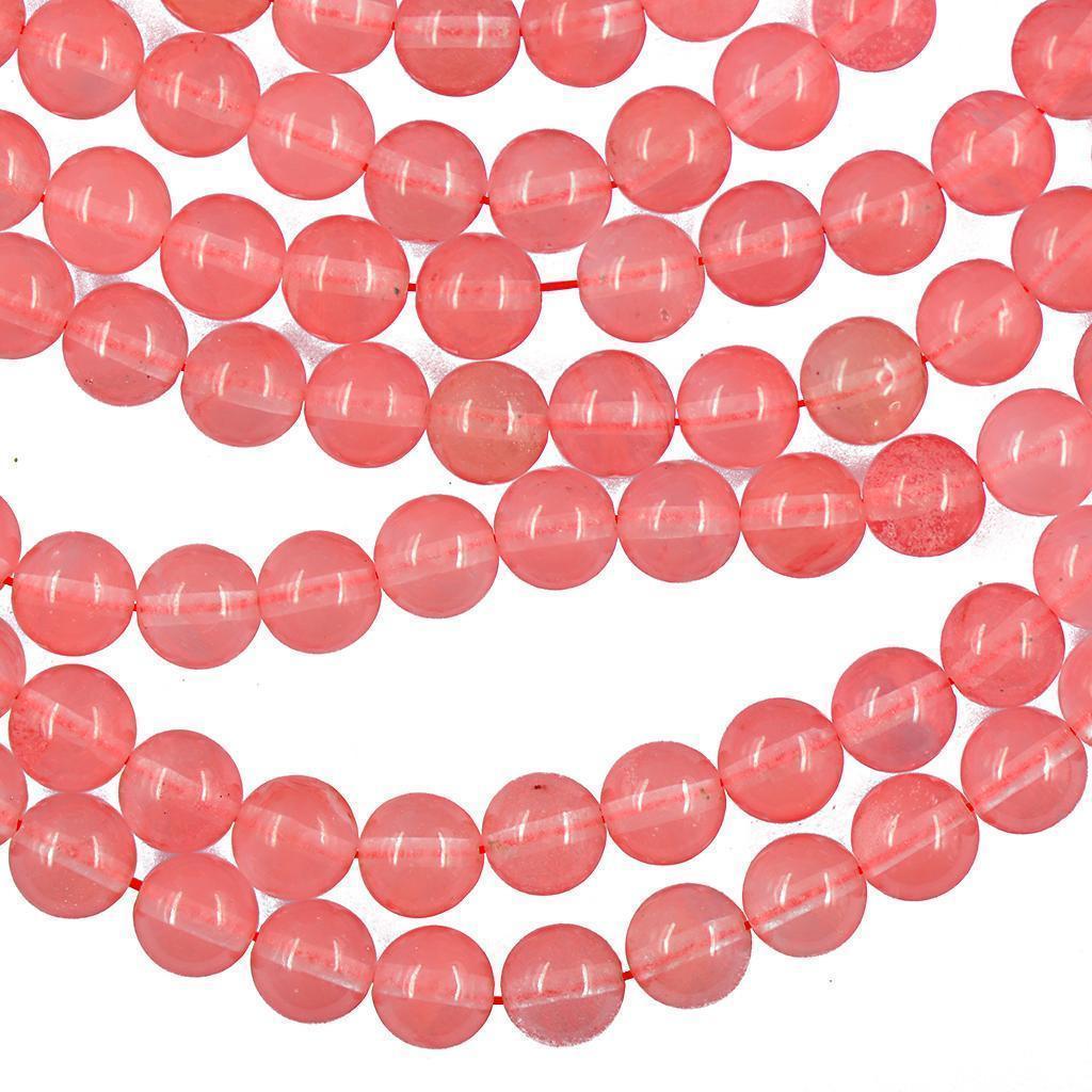 8mm Red Watermelon Cherry Quartz Round Gemstone Loose Beads Strand 15 Inch