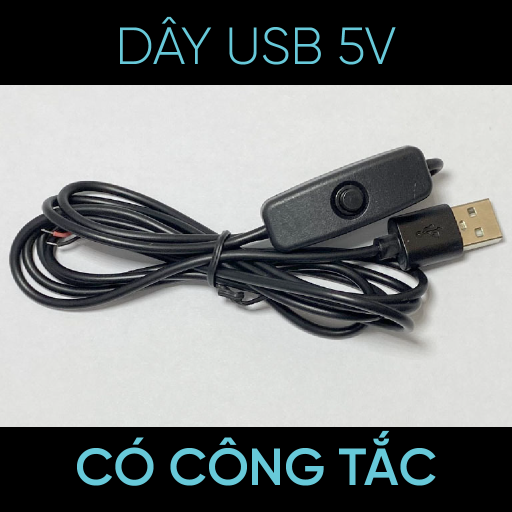 [Có Công Tắc] Dây nguồn USB có công tắc dài 1m, dùng làm nguồn đèn led cho trang trí, decor, làm quà lưu niệm, ảnh mica