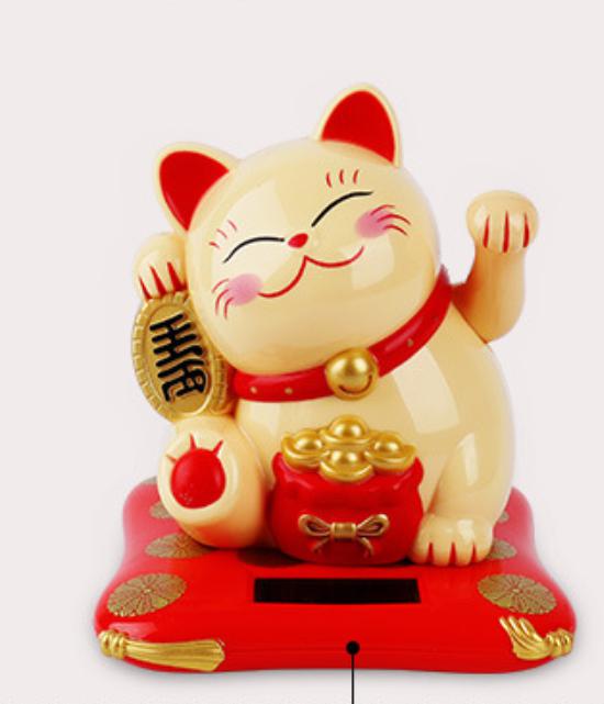 Mèo thần tài Maneki Neko vẫy tay pin mặt trời - M