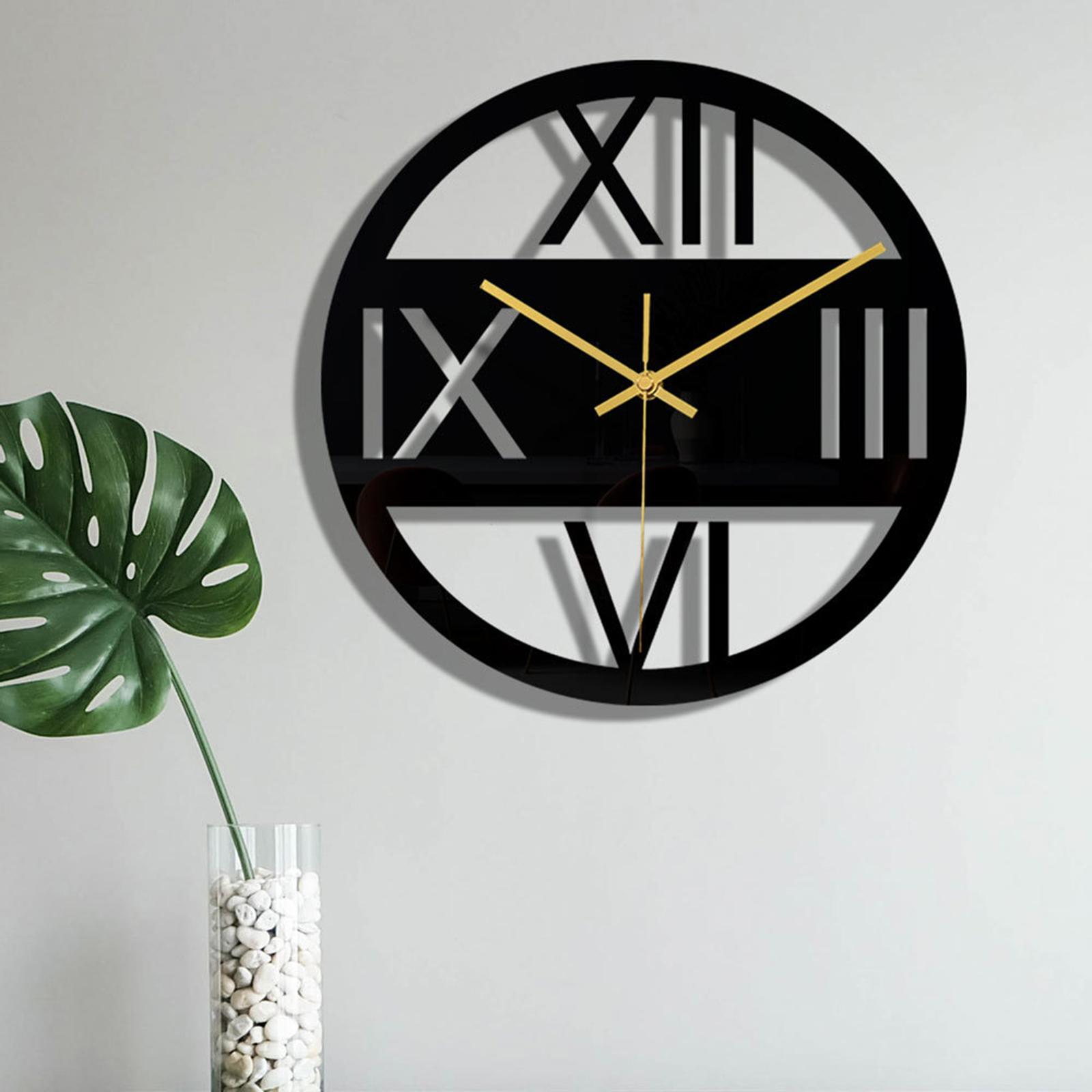 Minimalist Wall Clock Gift Decor Home Silent Clocks Acrylic Black Art