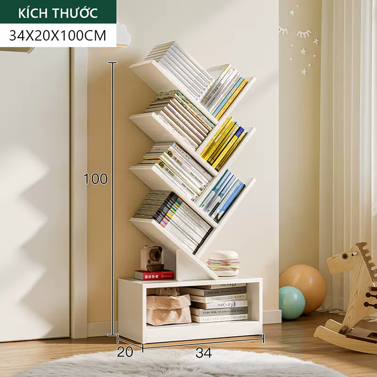 Kệ sách gỗ hình cây có hộc để đồ thương hiệu IGA - Gp63