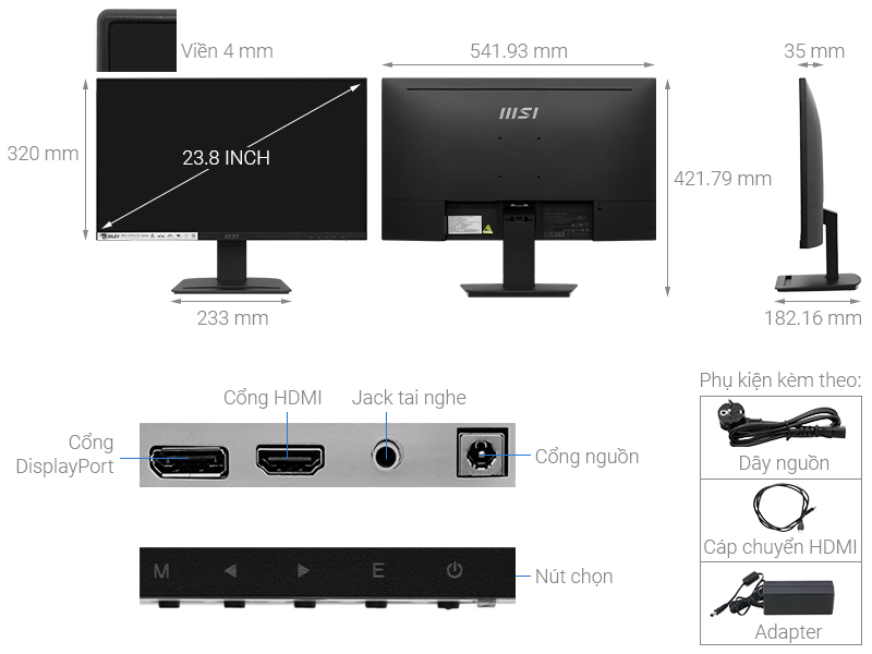 Màn hình MSI PRO MP243X 23.8 inch FHD/IPS/100Hz/4ms/HDMI - Hàng Chính Hãng