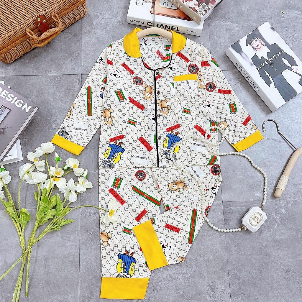 Đồ bộ bé gái, bộ pijama áo ngắn tay quần dài cho bé gái size 17-30kg chất lụa mango mềm mát