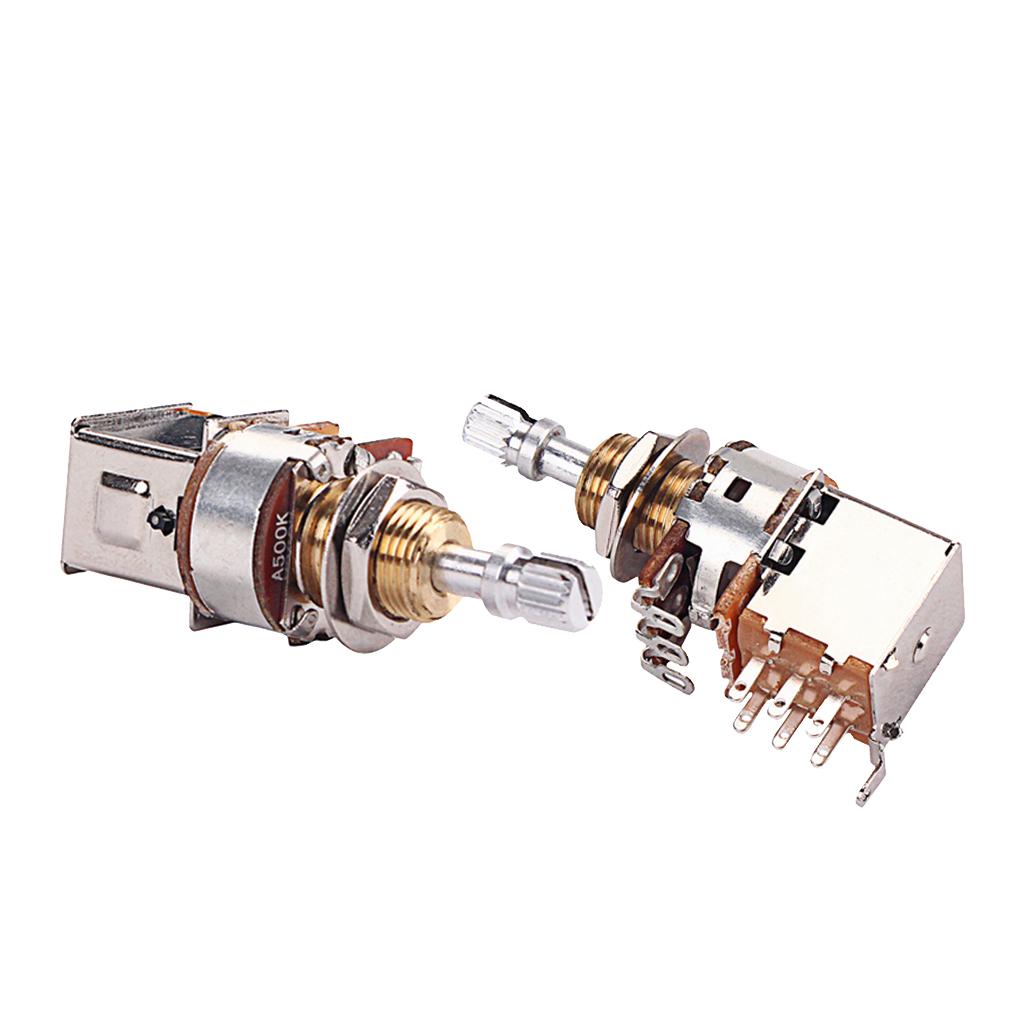Phép Lạ Chiếu 2 Chiếc Kim Loại Dpdt A500K B500K Chuyển Mạch Nồi Chiết Áp Cho Đàn Guitar Bass