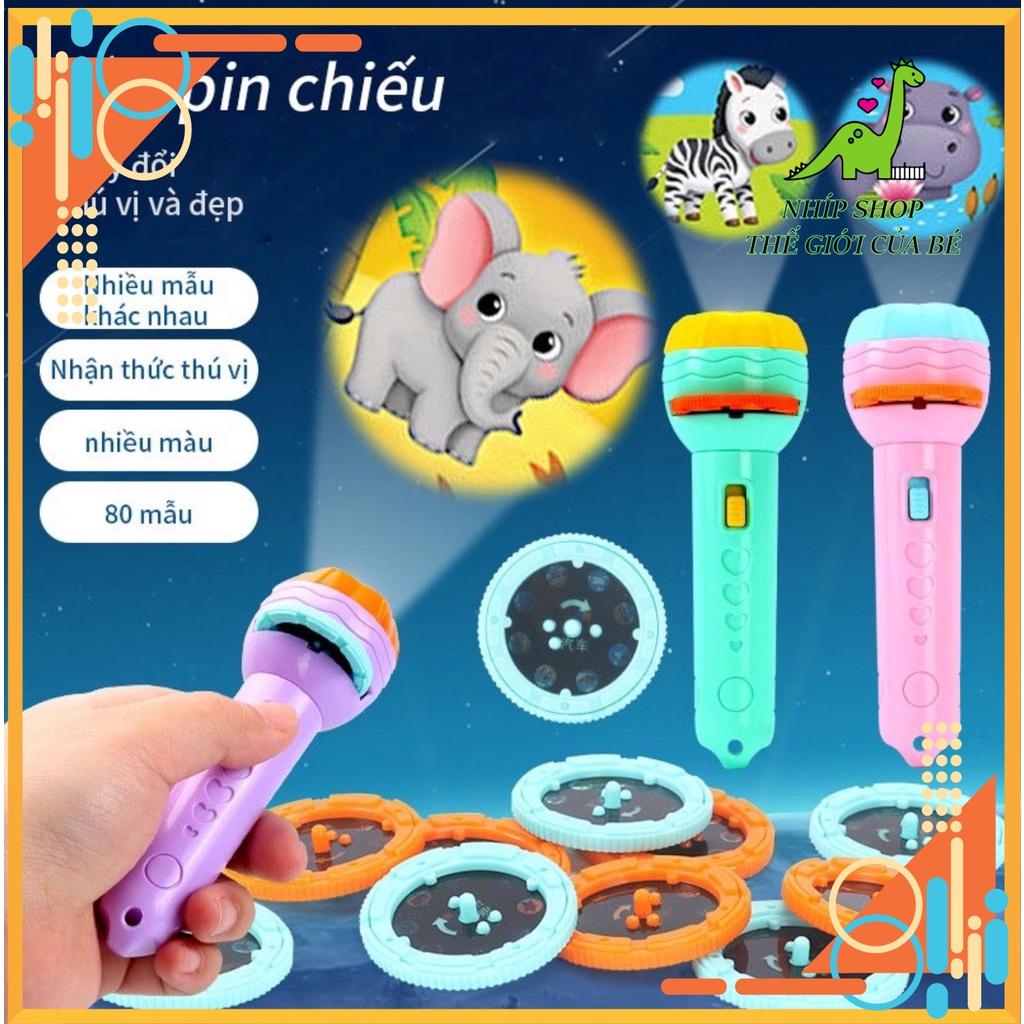 Đèn Pin chiếu hình 10 chủ đề 80 hình cho bé ( hộp xịn )