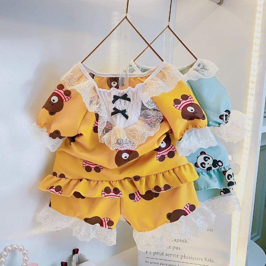 Bộ pijama phối ren hình QATE685 cho bé gái