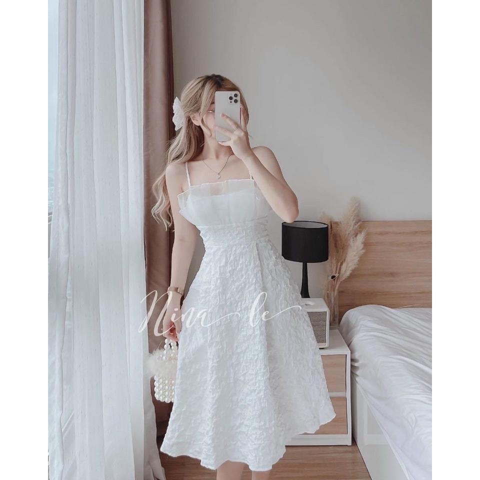 Đầm xốp xoè 2s dự tiệc phối voan siêu xinh