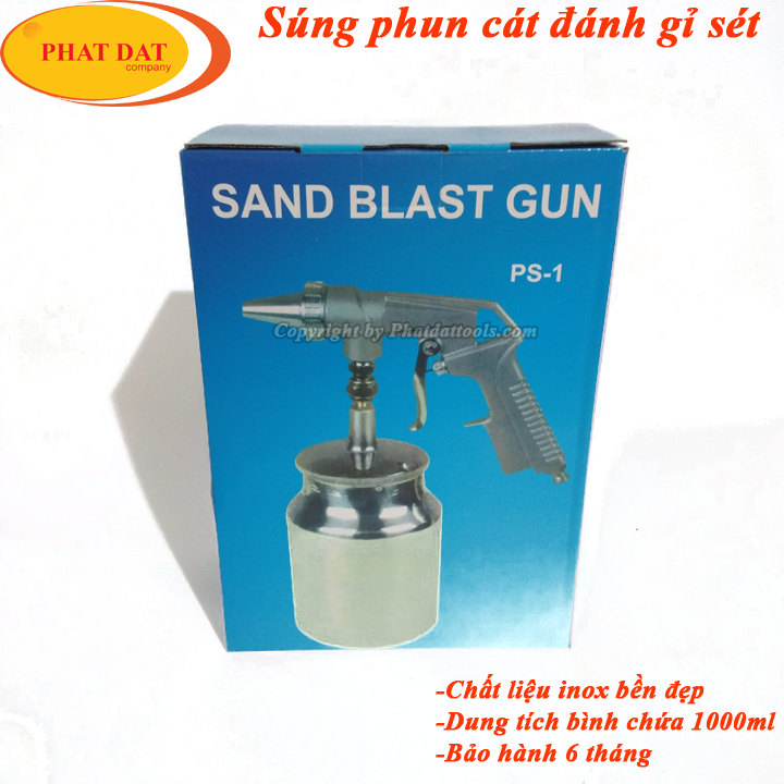 Súng Phun Cát Có Bình Chứa inox 1000ml - Súng Phun Cát Cầm  Tay