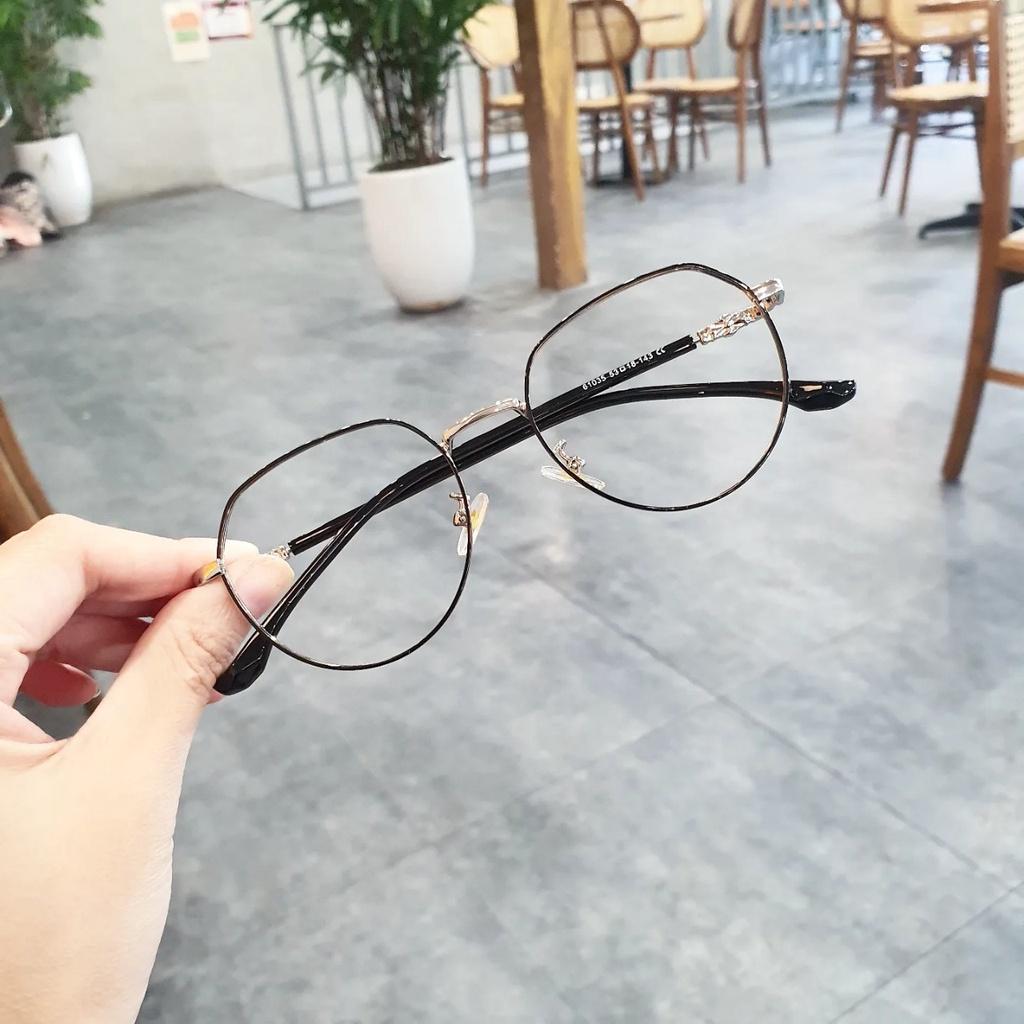 Gọng kính cận nam nữ LANI 61035 kim loại đa giác họa tiết nhiều màu nhận lắp mắt kính có độ theo yêu cầu