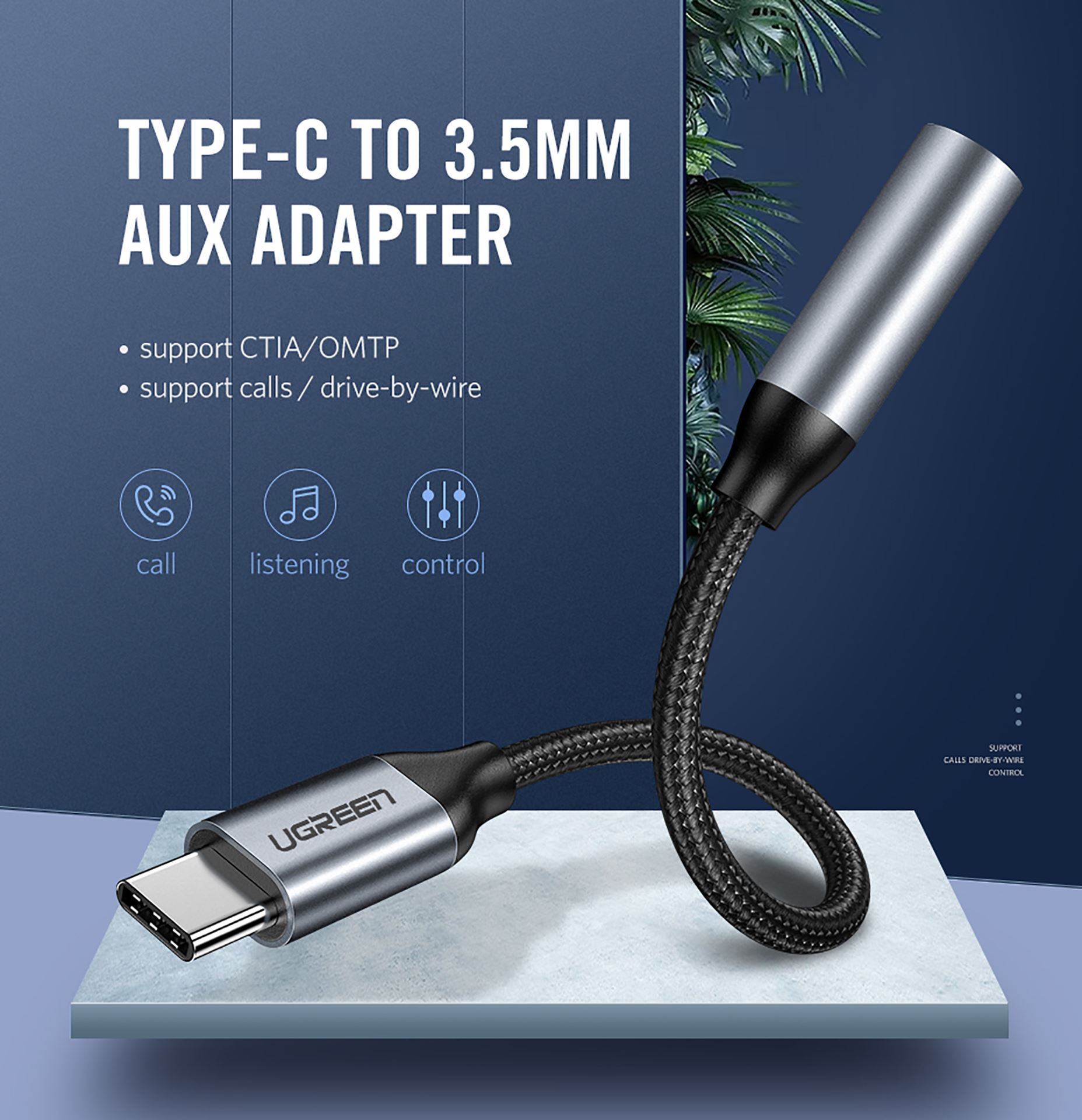 Cáp Chuyển USB Type-C ra Audio 3.5mm Cao Cấp UGREEN AV142 - Hàng Chính Hãng