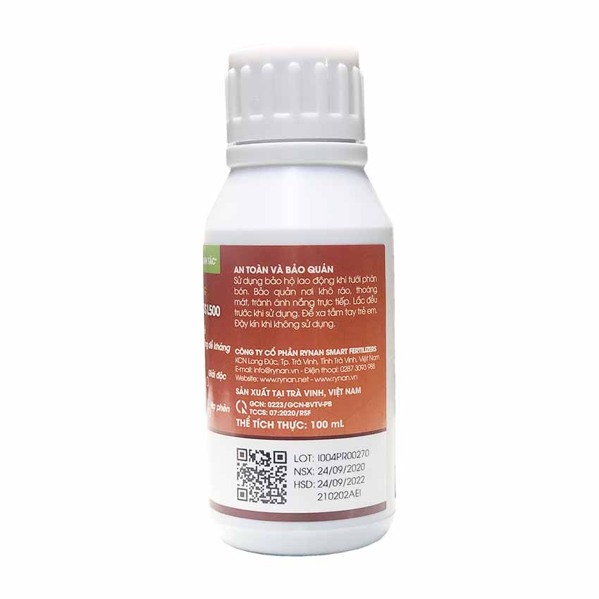 Phân bón gốc Rynan L-Amino Acids L500 (chai 120ml) - Kích thích rễ, tăng đề kháng, giải độc và hạ phèn cho đất