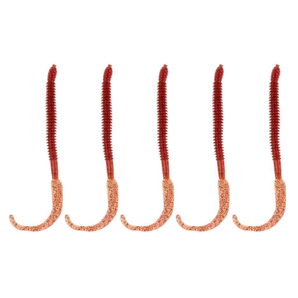 5Pcs Soft Earthworm Worm Lure Fishing Baits Ribbed Body Lures Kit
