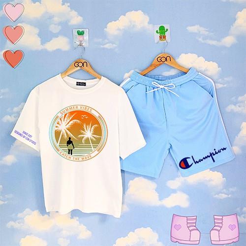 Set đồ bộ Quần Shorts Lửng Kẻ 3 Sọc Quần Ulzzang Ống Rộng Quần Đùi Kẻ Sọc