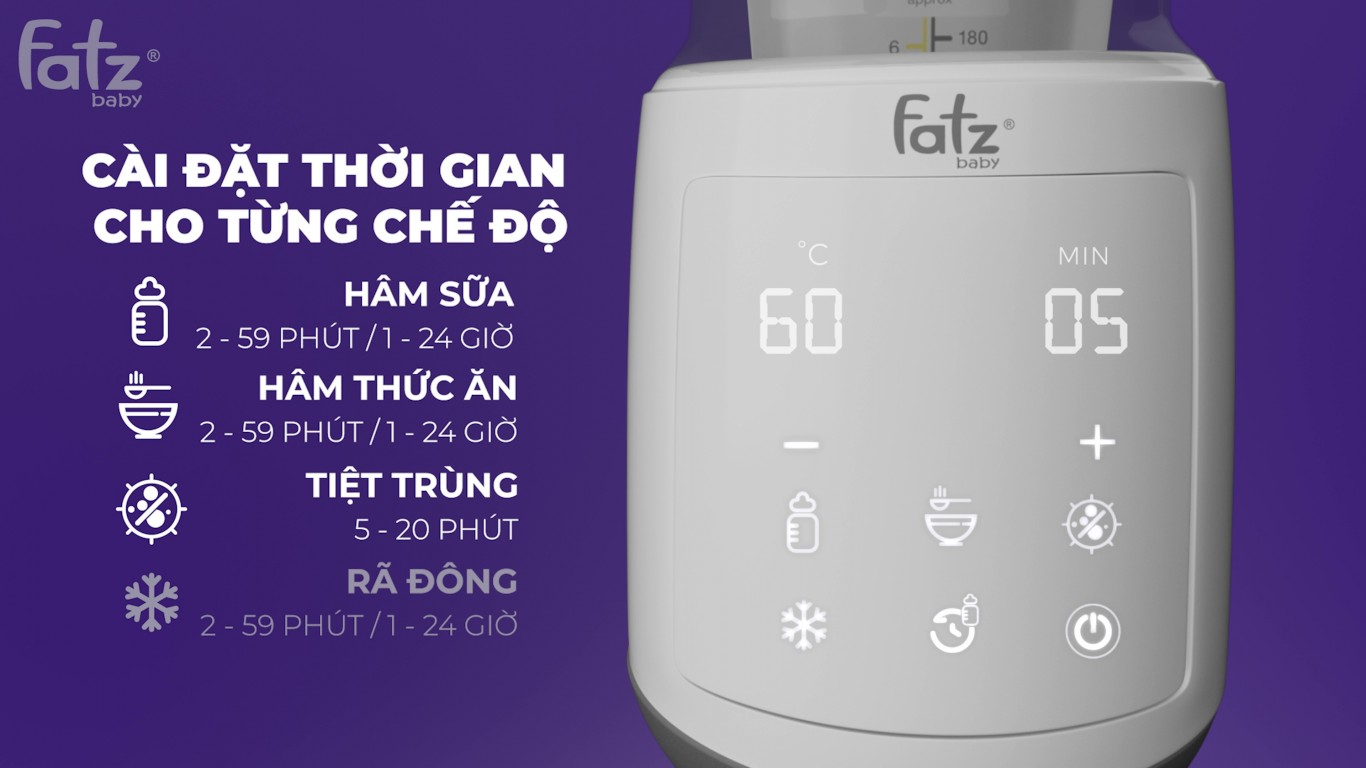 MÁY HÂM SỮA TIỆT TRÙNG ĐIÊN TỬ FATZ BABY MONO 8 - FB3011TN