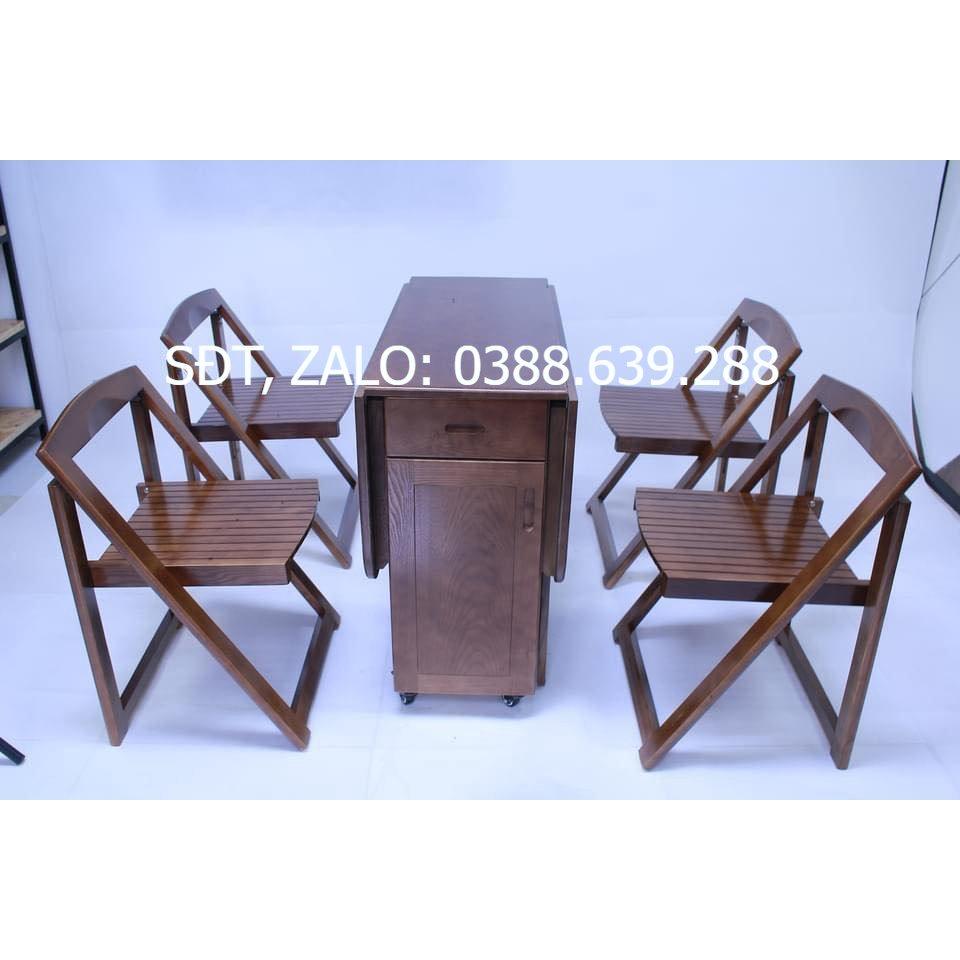 Bàn ăn Gấp Gọn Thông Minh - Gỗ Sồi - 4 Ghế .1m2 -1m4 : 0981.266. 471 - HÀ NỘI
