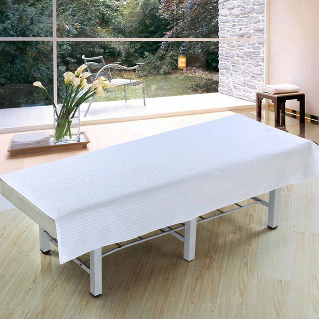 Beauty Massage SPA Treatment Soft Stripe Bed Table Cover Sheet White