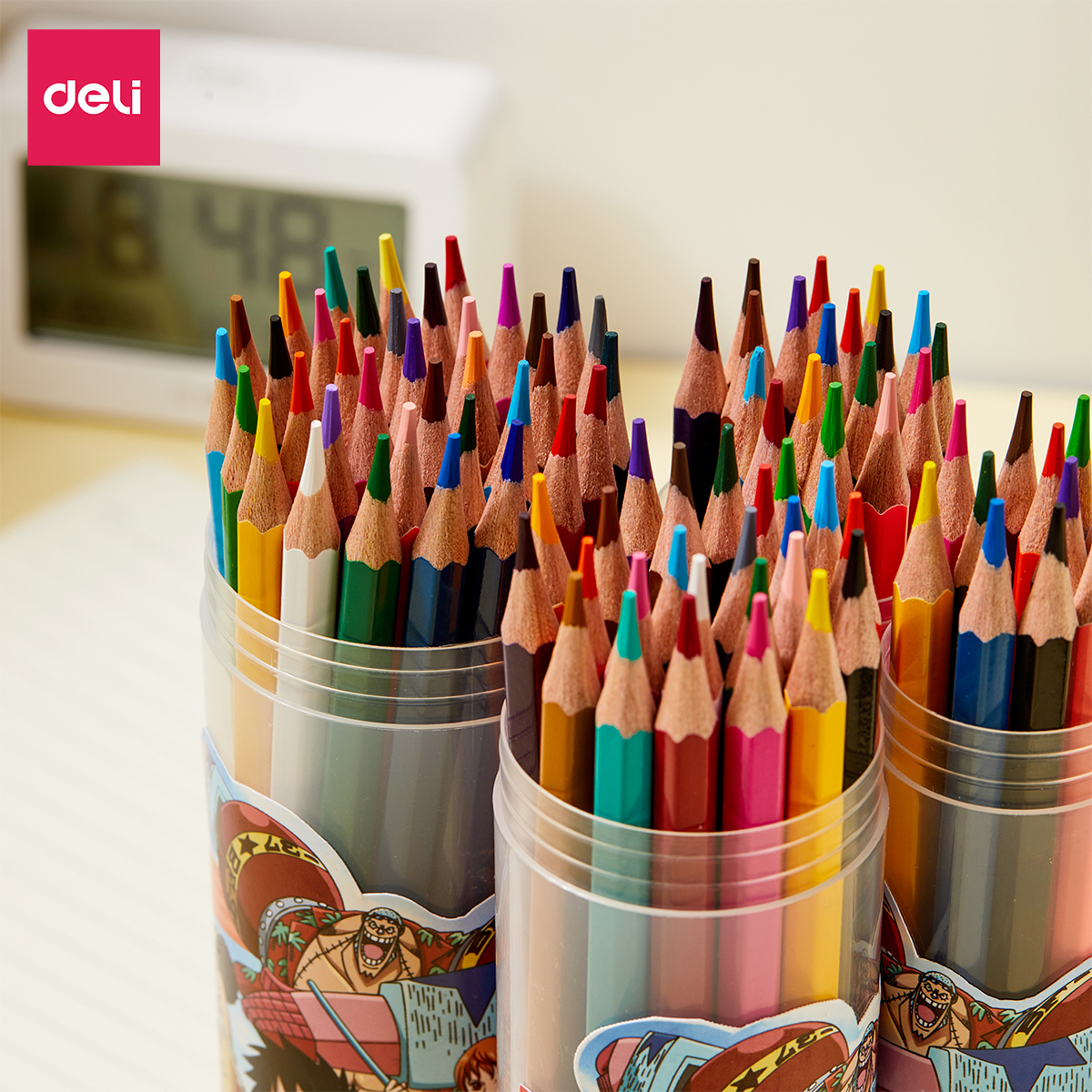 Bút chì màu dạng cốc One piece Deli - Bút chì gỗ khô tự nhiên an toàn vẽ tranh tô màu - 12/24/36/48 màu - CC119