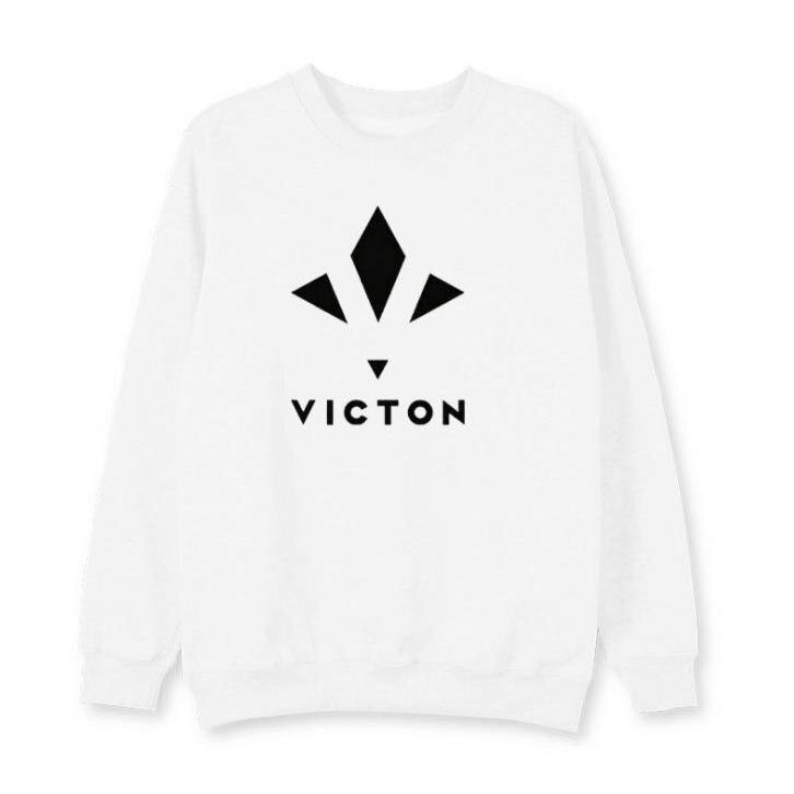 Thời Trang Hàn Quốc Mới K Pop Victon In Logo Ô Cổ Tim Khoác Hoodie Kpop Unisex Trang/Mỏng Rời Người Yêu Áo áo Thun