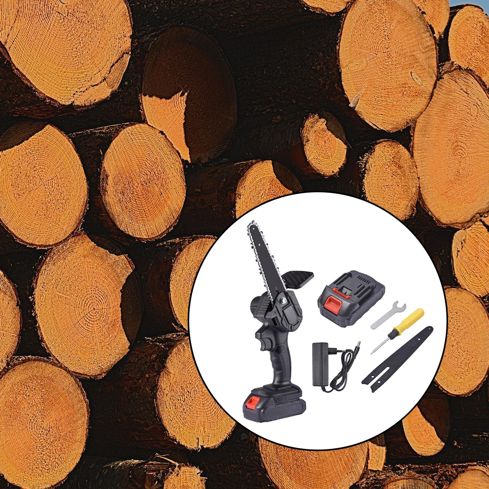 21V Electric Cordless 6inch Chainsaw Wood Cutter Mini Woodworking EU Plug