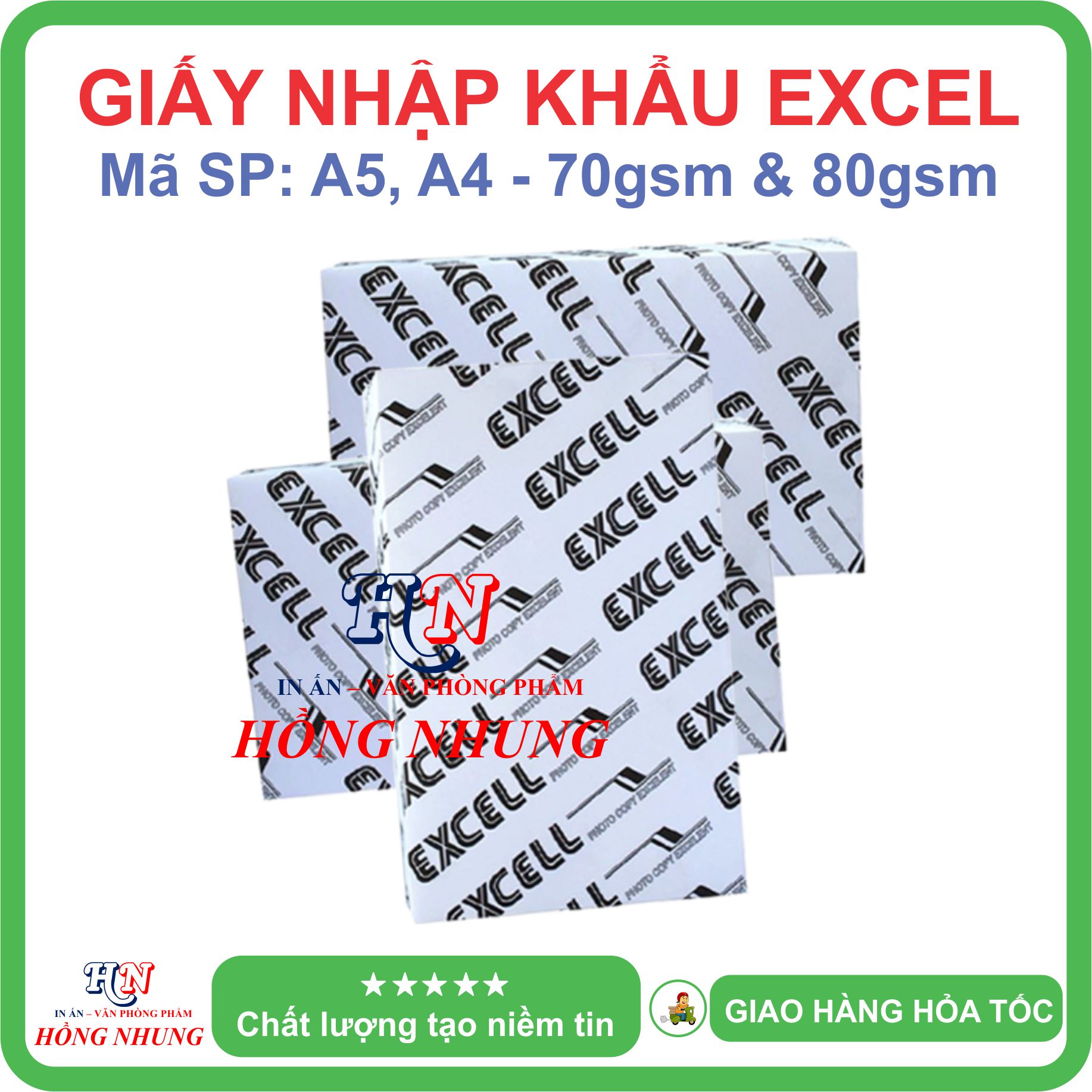 [ HỒNG NHUNG ] Giấy in A4 Excel, Định Lượng 70 gsm, chuyên in ấn photo