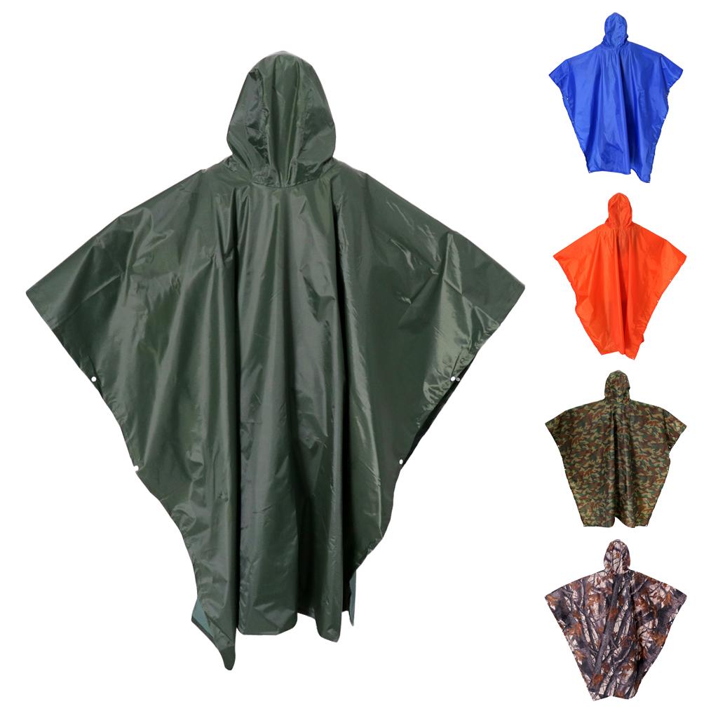 Outdoor 3in1 Raincoat Poncho Backpack Rain Cover Tent Mat Waterproof Orange