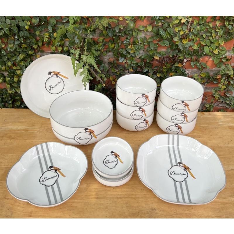 BỘ BÁT ĐĨA TRẮNG ĐẸP