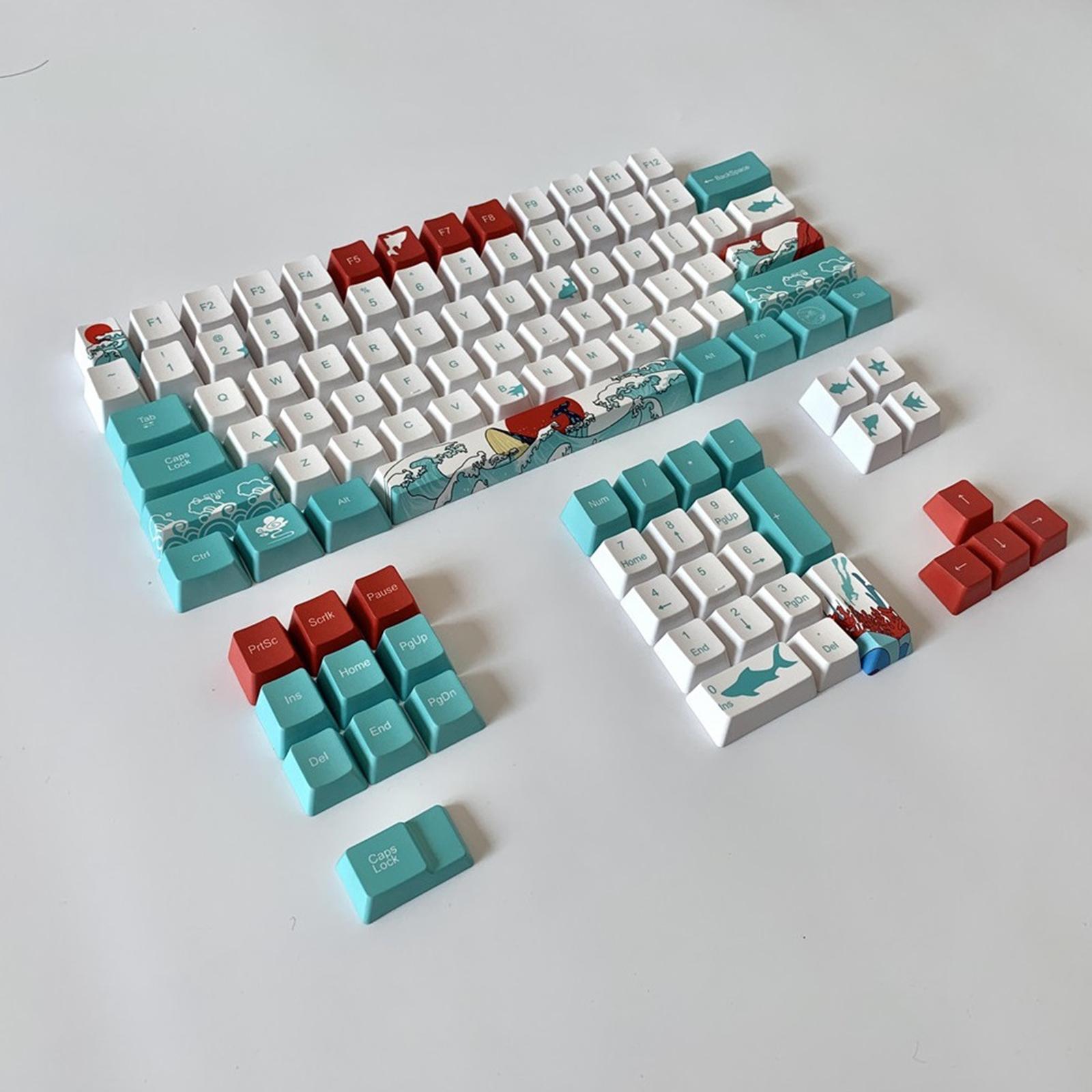 Coral Sea Ukiyo-e DYE-SUB PBT Keycaps for Most Mechanical Keyboards English