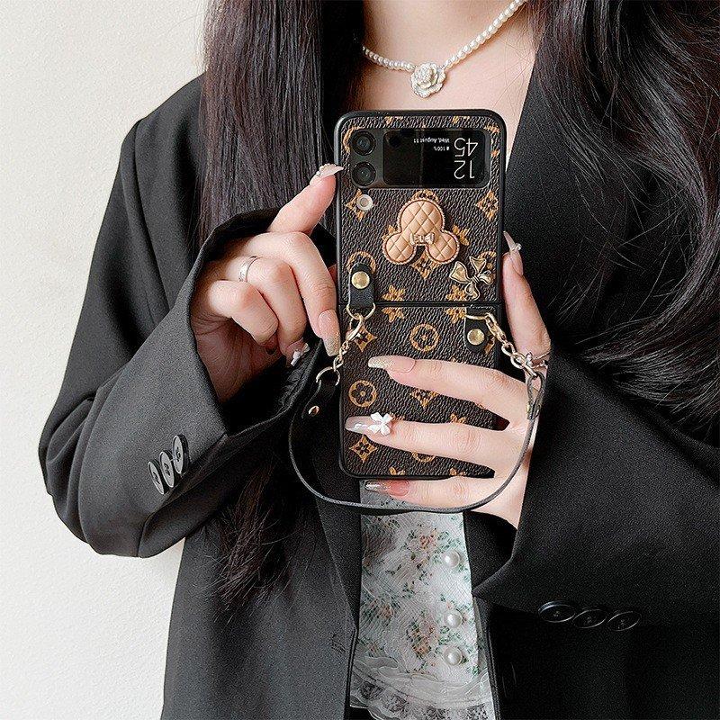Ốp Lưng Cho Samsung Galaxy Z Flip 5 / Z Flip 4 / Z Flip 3 Họa Tiết LV Kèm Dây Cầm Tay - Bum Store Galaxy Case