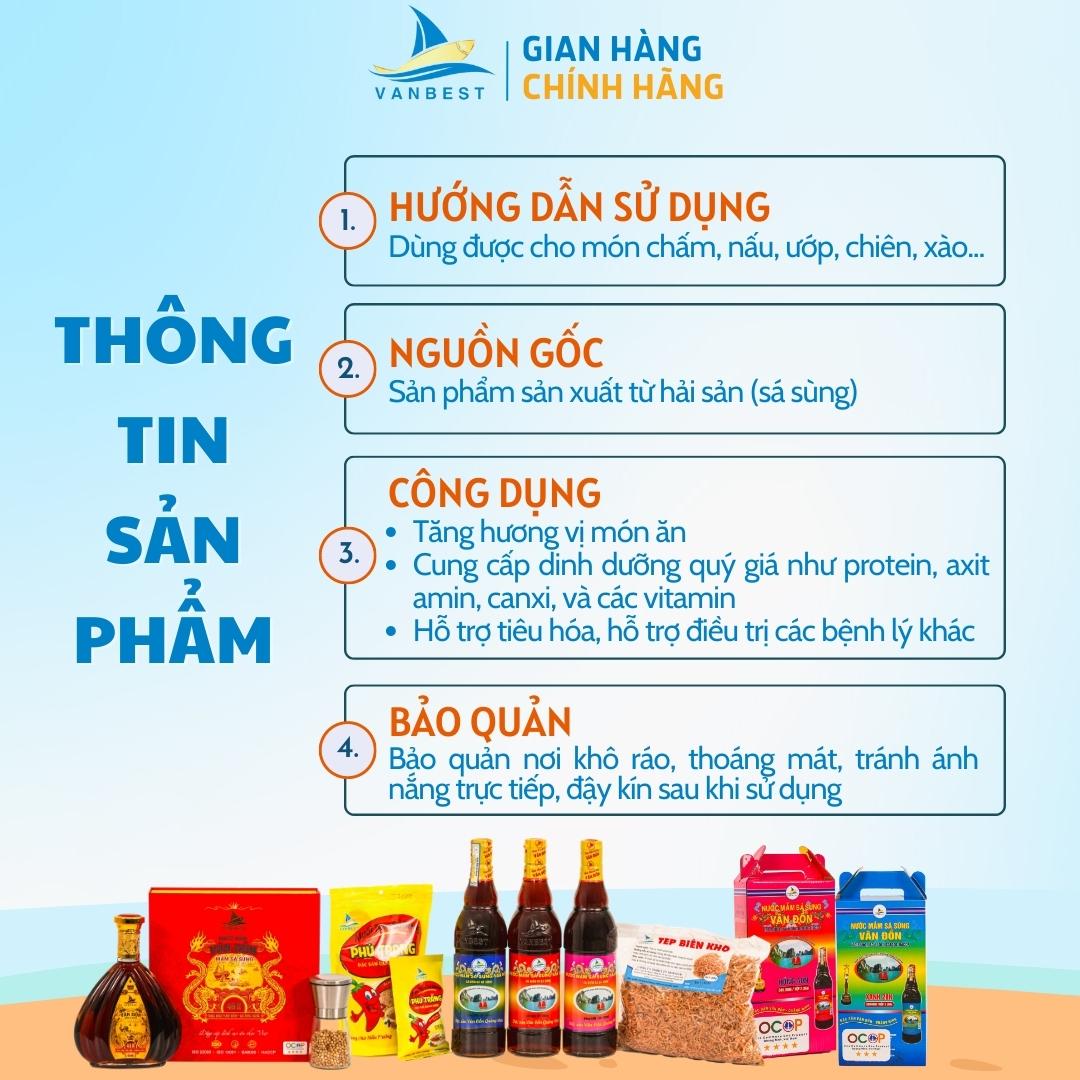 Nước mắm sá sùng Vân Đồn độ đạm 28N hộp 2 chai 700ml, nước mắm sá sùng an toàn cho sức khỏe nấu mọi món ăn Vanbest đặc sản Quảng Ninh